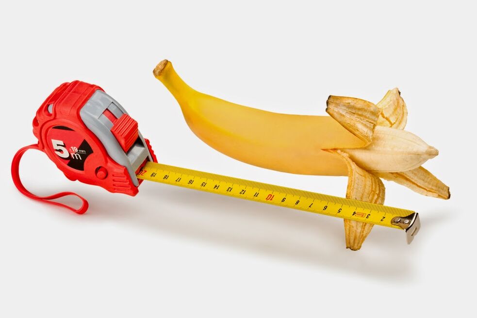 medir un pene antes de agrandarlo usando el ejemplo de un plátano
